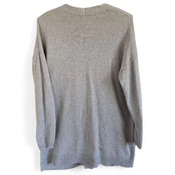 J.Jill Pure Jill Womens Medium Petite Gray One Button Cardigan Sweater Pockets - Picture 3 of 9